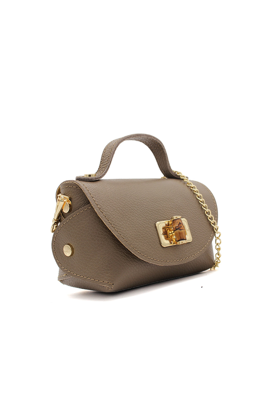 Genuine Italian Leather Crossbody Bag with Chain Strap and Twist Lock Closure image 14