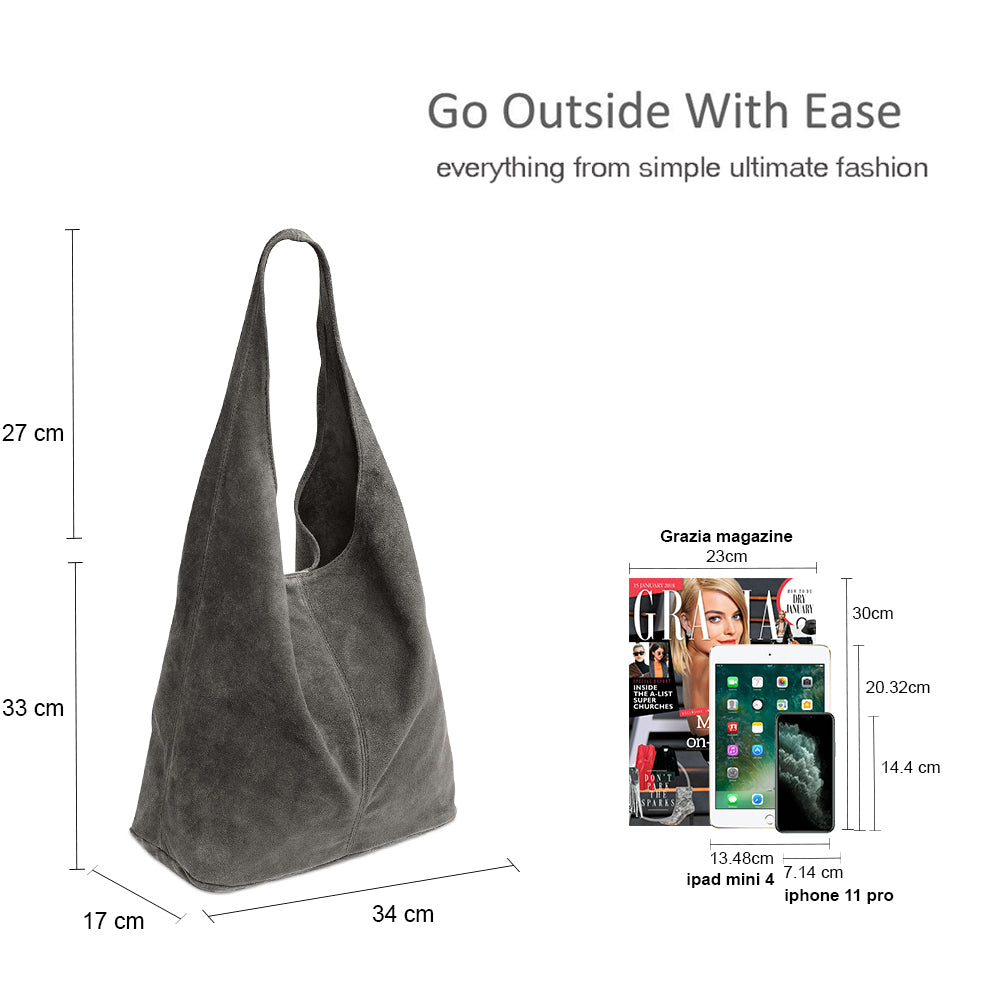 Slouch Genuine Italian Suede Large Tote Bag With Detachable Purse image 1