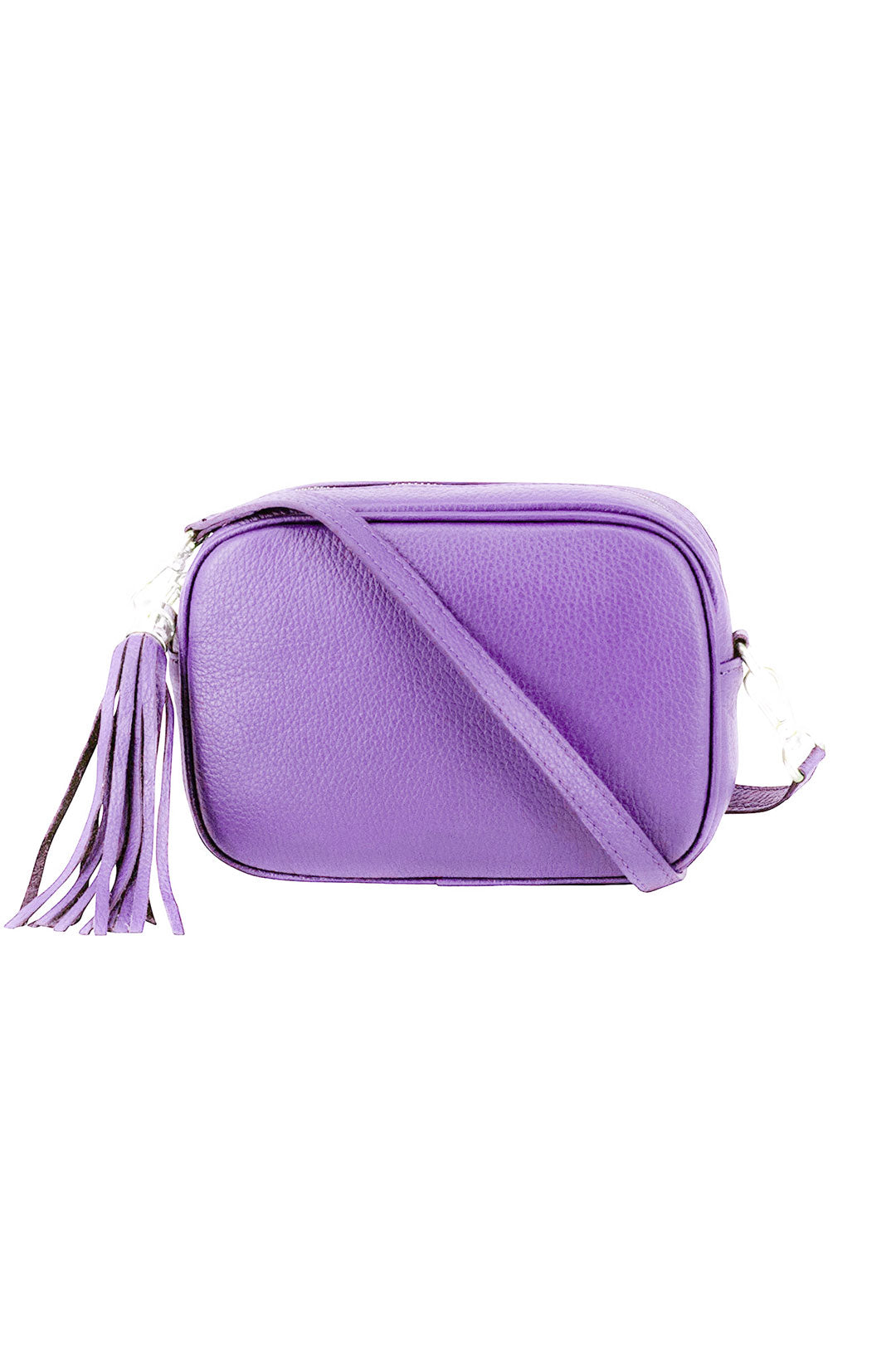 Tassel Charm Genuine Italian Leather Camera Handbag Crossbody Bag - Lilac image