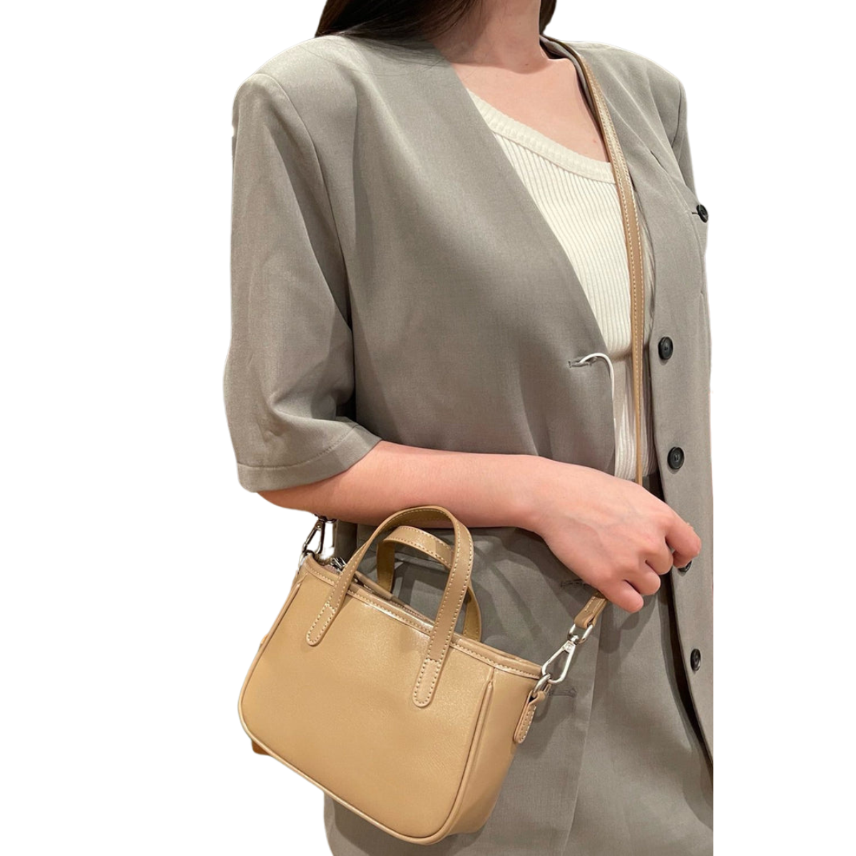 Sleek Design Compact Genuine Leather Shoulder Handbag image 5