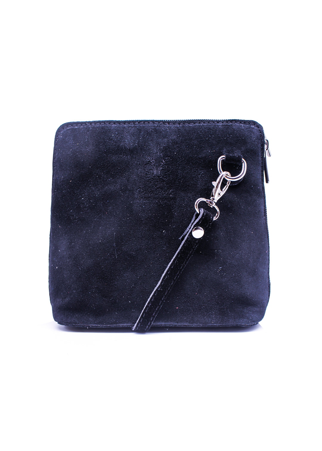 Small Genuine Italian Suede Leather Zip Around Crossbody Bag - Navy image