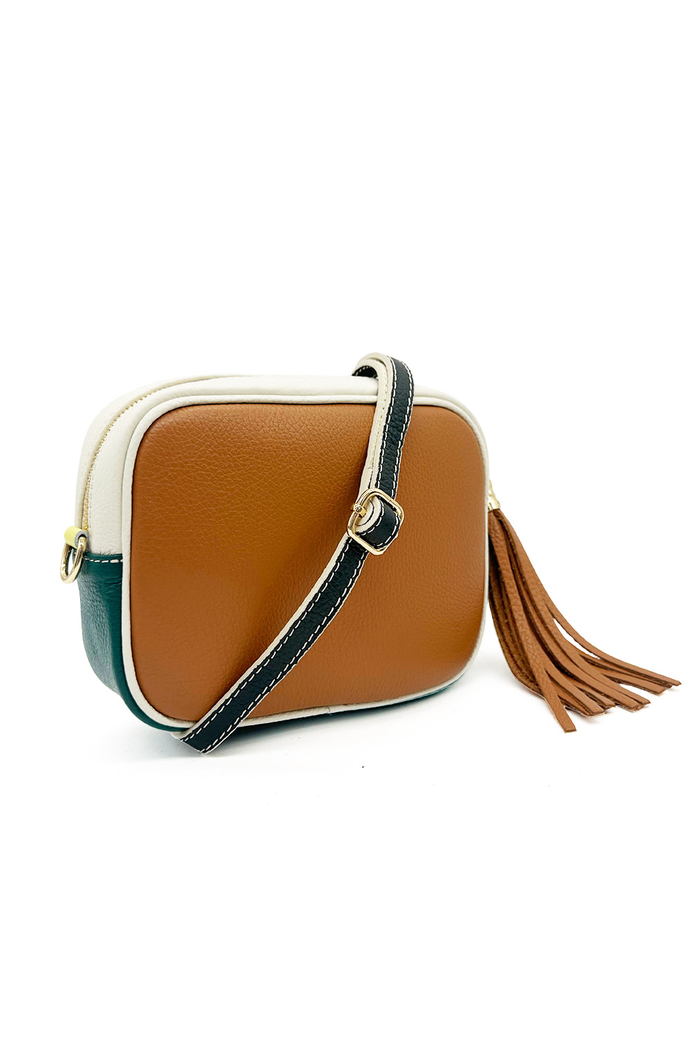 Italian Leather Colorblock Crossbody Camera Bag with Tassel image 10
