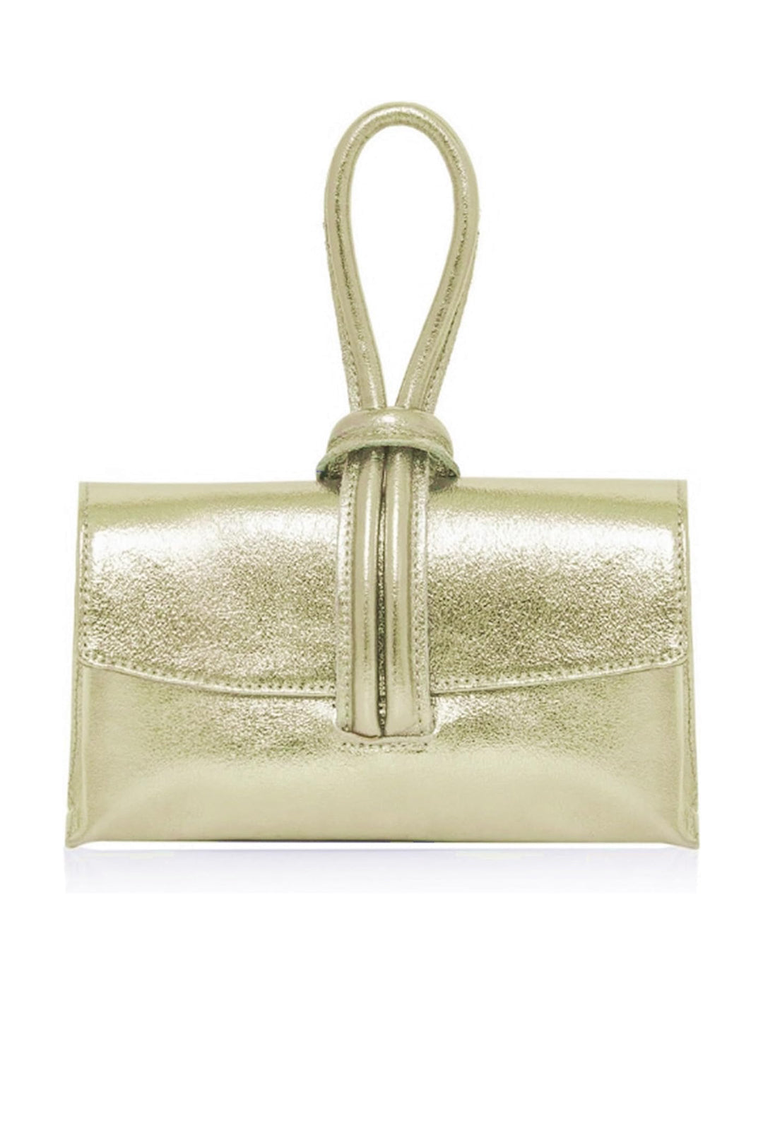 Genuine Italian Leather Small Clutch Crossbody Bag - Gold image
