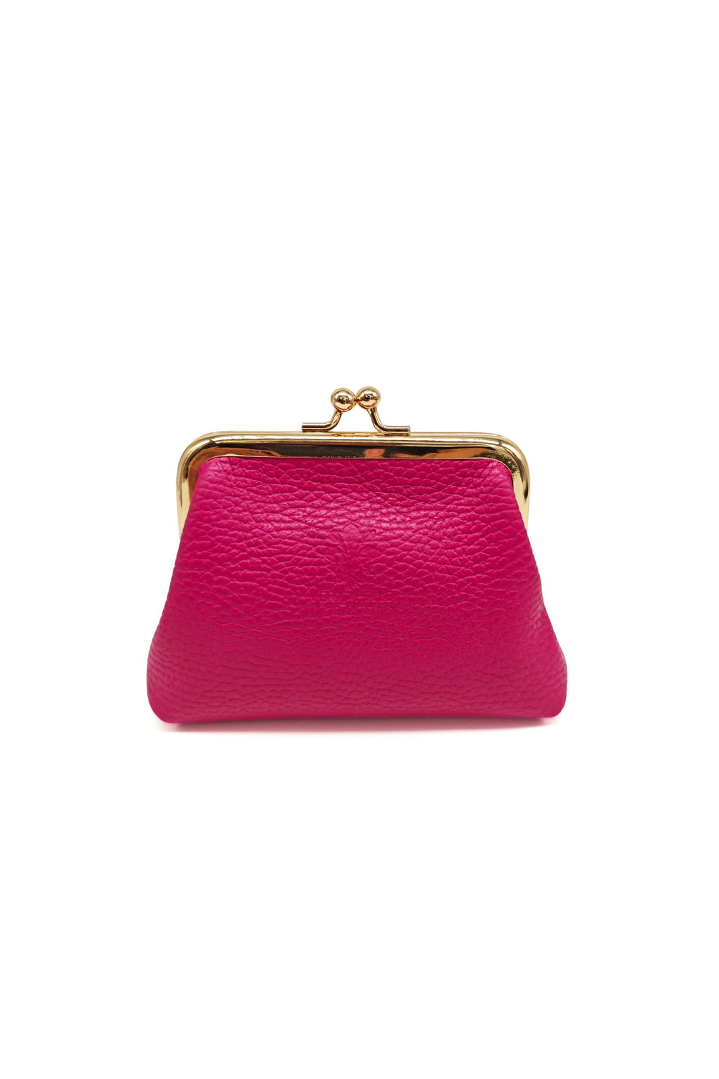 Genuine Italian Leather Coin Purse with Kiss Lock Frame - Fuchsia image