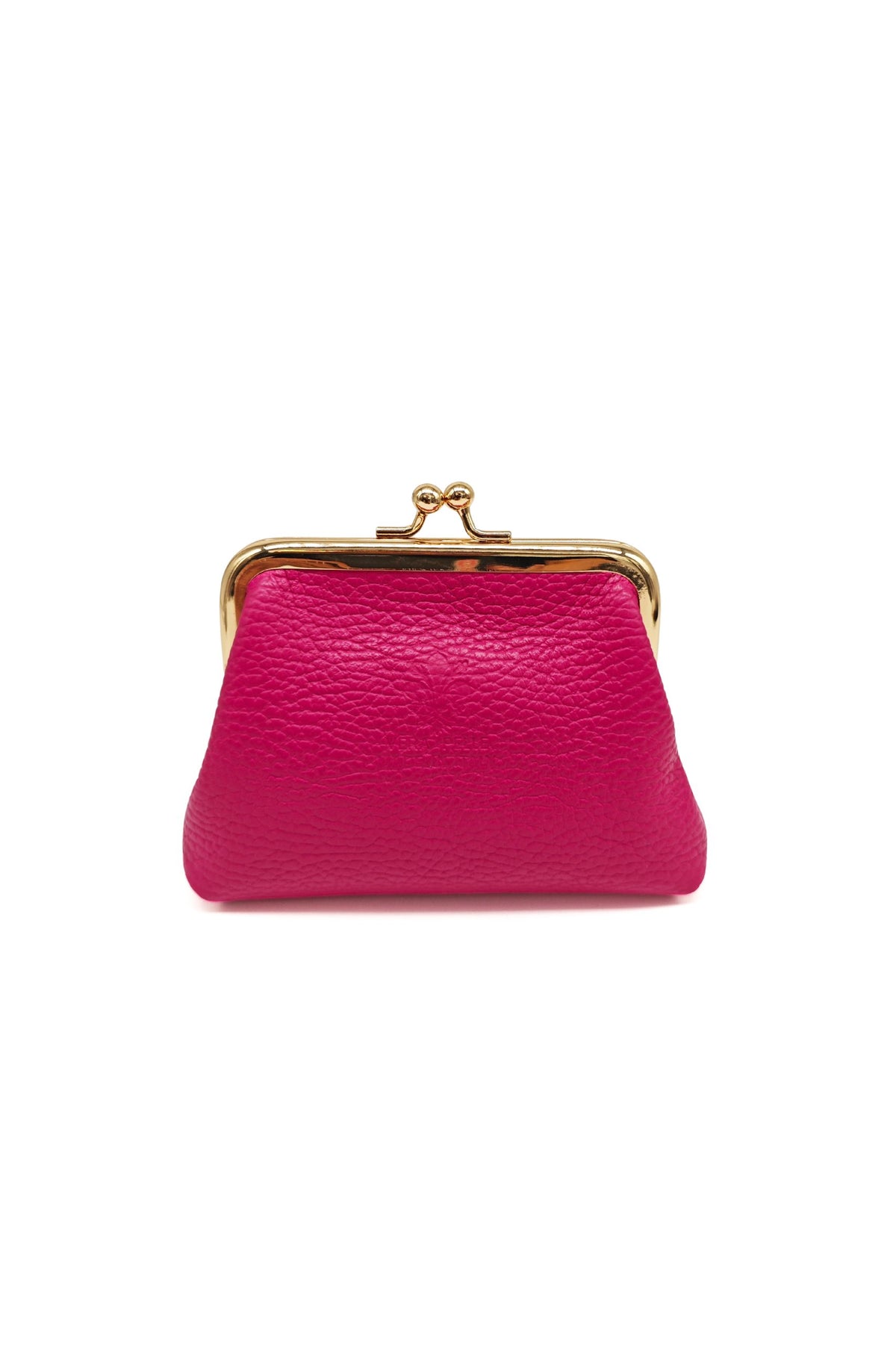 Genuine Italian Leather Coin Purse with Kiss Lock Frame - Fuchsia image