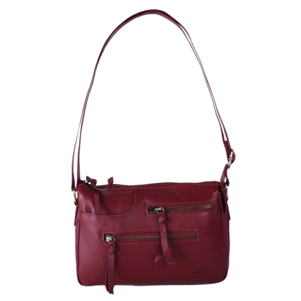 Stylish Functional Design Genuine Leather Shoulder Bag - WINE image