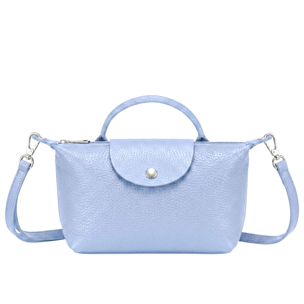 Italian Leather Top Handle Mini Crossbody Shoulder Handbag - LIGHT BLUE image