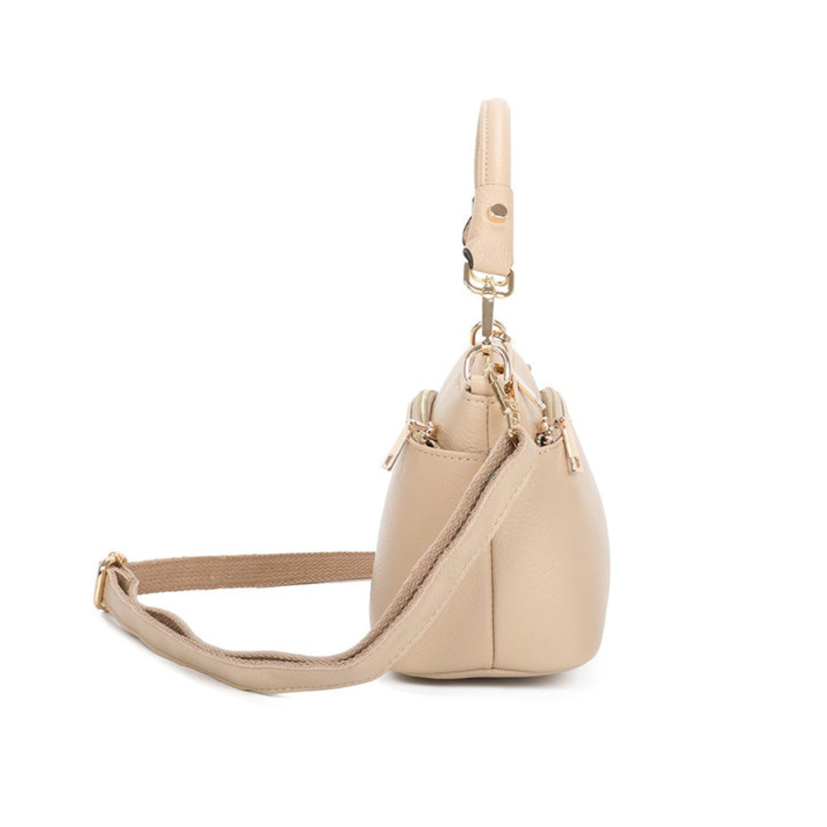 Elegant Gold Accents Genuine Leather Shoulder Bag image 5