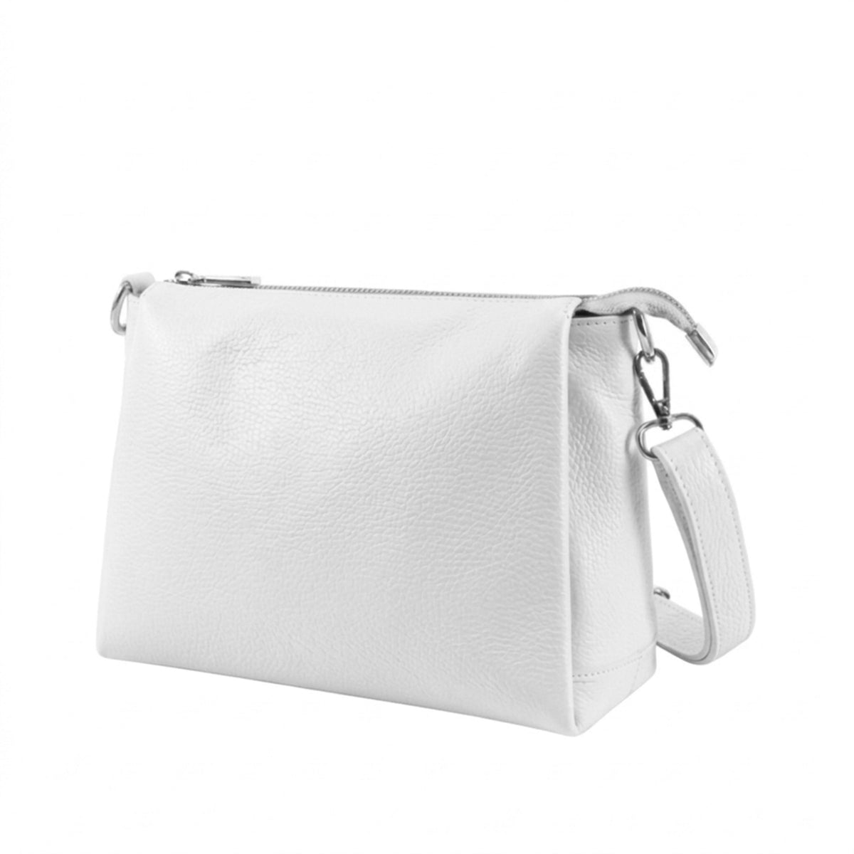 Genuine Leather Multi-Compartment Small Shoulder Handbag - WHITE image