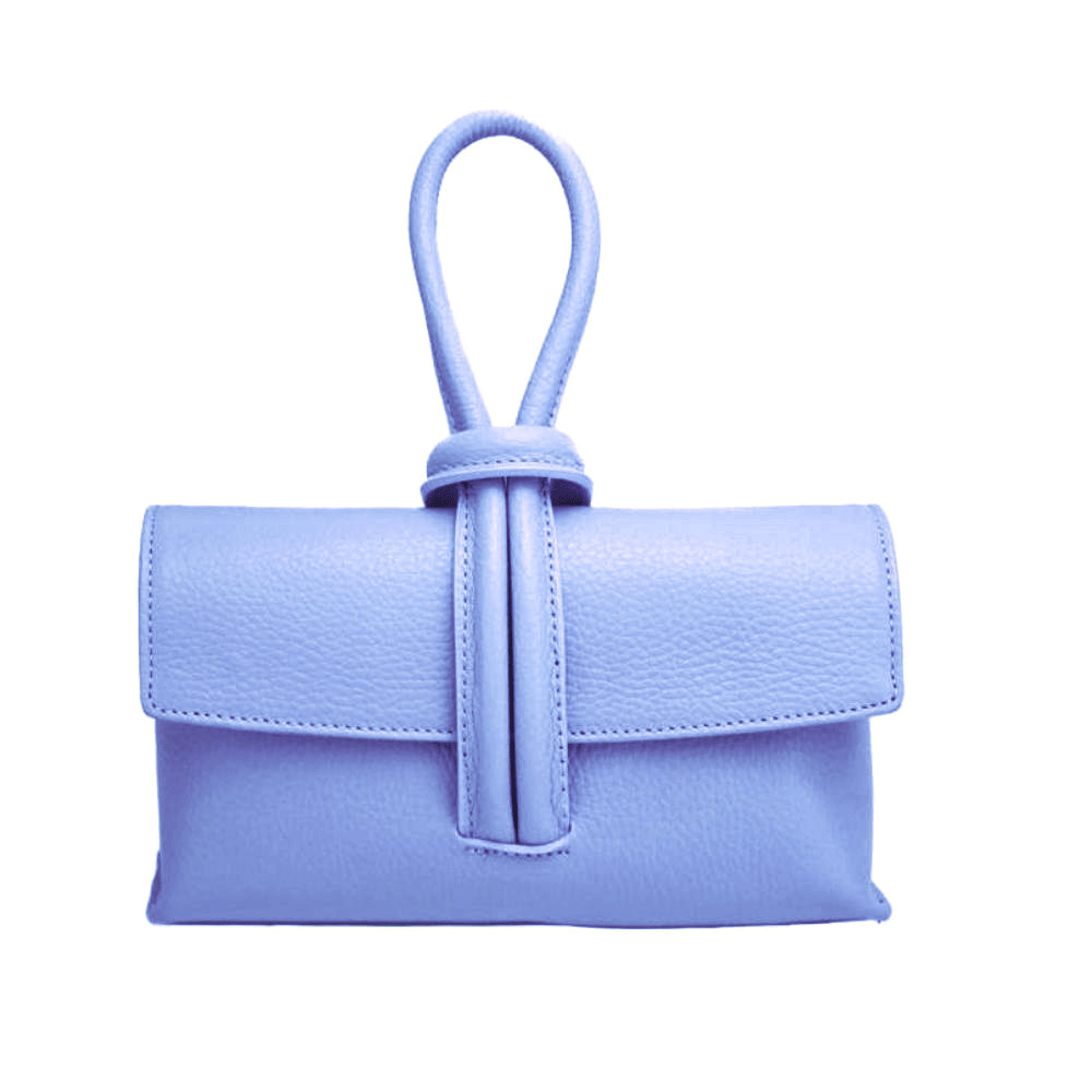 Genuine Italian Leather Small Clutch Crossbody Bag - Lilac image