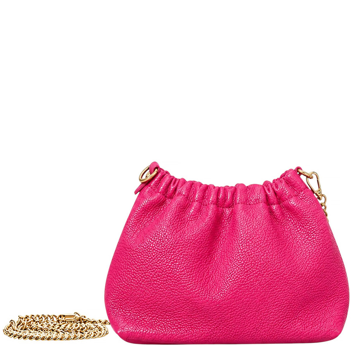 Elegant Genuine Italian Grained Leather Pouch Clutch Bag - FUCHSIA image