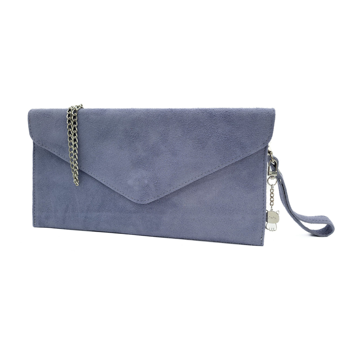 Genuine Italian Suede Envelope Style Cluth Bag Purse Flat Messenger Handbag - LILAC image