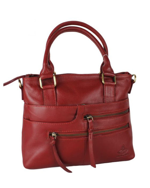 Elegant Zipper Accents Genuine Leather Shoulder Handbag image 0