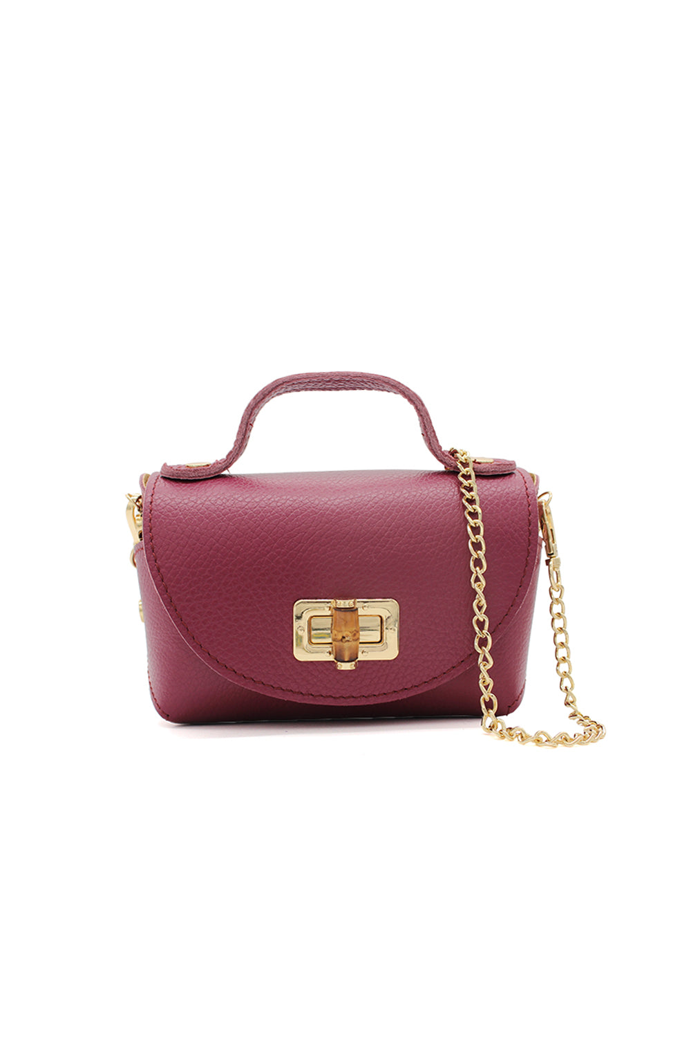 Genuine Italian Leather Crossbody Bag with Chain Strap and Twist Lock Closure image 9