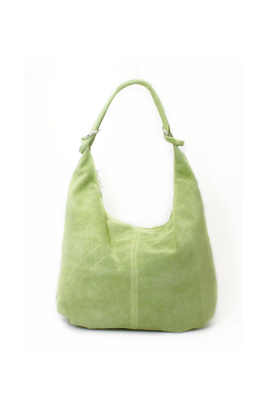 Large Slouch Italian Suede Leather Hobo Tote Bag - Lime Green image