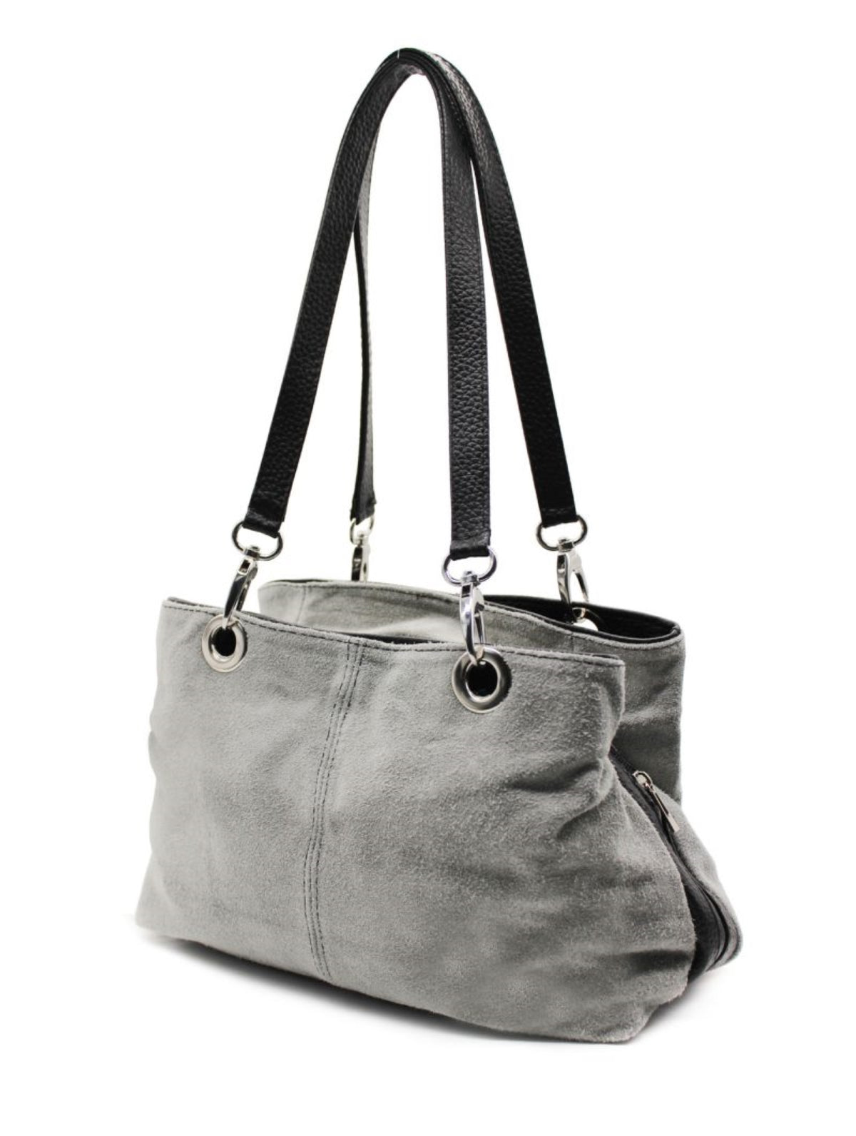 Real Italian Suede Vivid Colours Small 3 Compartments Tote Bag Stylish Shoulder Handbag